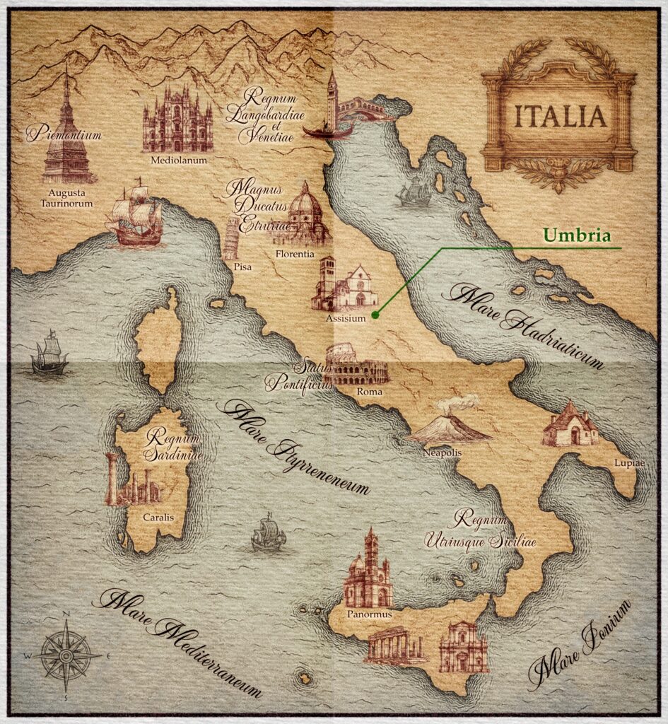 イタリアの手描き地図